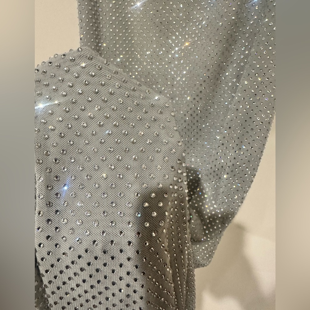 Meshki Diamanté silver maxi dress M glittery sequins - Picture 12 of 16